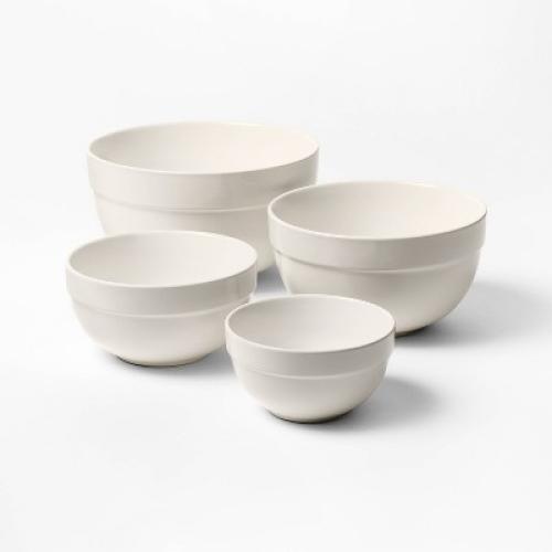 4pc Stoneware Mixing Bowl Set Cream - Figmint™ ‼️ A COUPLE OF SCRATCHES‼️