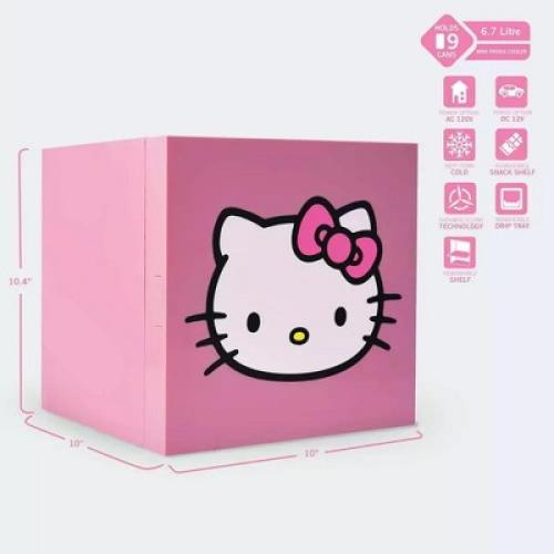 Ukonic Sanrio Hello Kitty Pink 6.7L Single Door Mini Fridge
