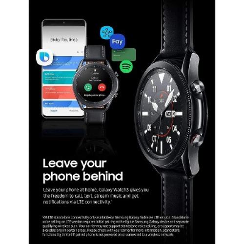 SAMSUNG Galaxy Watch 3 (45mm, GPS, Bluetooth, Unlocked LTE) Smart Watch with Health Monitoring, Fitness Tracking, and Long-Lasting Battery - Black