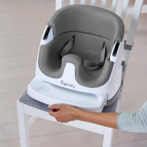 Ingenuity Baby Base 2-in-1 Booster Feeding and Floor Seat with Self-Storing Tray - Slate