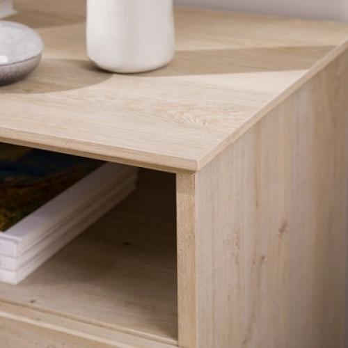 Transitional 2 Drawer Nightstand White Oak - Walker Edison
