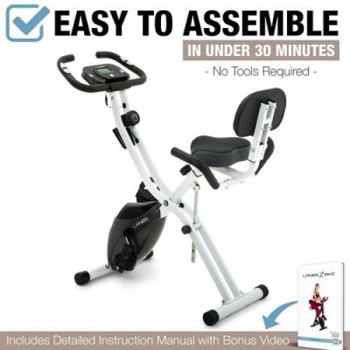 Color Black Lanos Portable 2 In 1 Foldable Exercise Workout 10 Level Adjustable Intensity X Bike Machine for Home with Precision Balanced Flywheel,