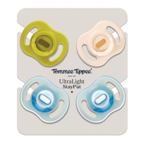 Tommee Tippee Ultra-light Day and Night Pacifiers - One-Piece Silicone Design - 4pk 0-6m