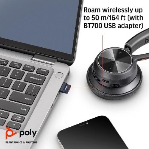 Black Poly Voyager 4310 UC Wireless Headset   Charge Stand- Single-Ear Headset- Connect to PC / Mac via USB-A Bluetooth Adapter, Cell Phone via Bluetooth