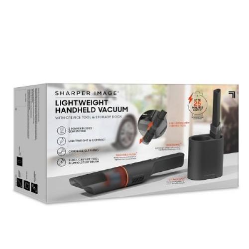 Sharper Image Lightweight Handheld Vacuum with 2-In-1 Upholstery & Crevice Tool, Cordless Black