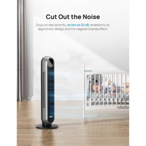 Dreo Nomad 36 Quiet Bladeless Oscillating Tower Fan Black/Silver