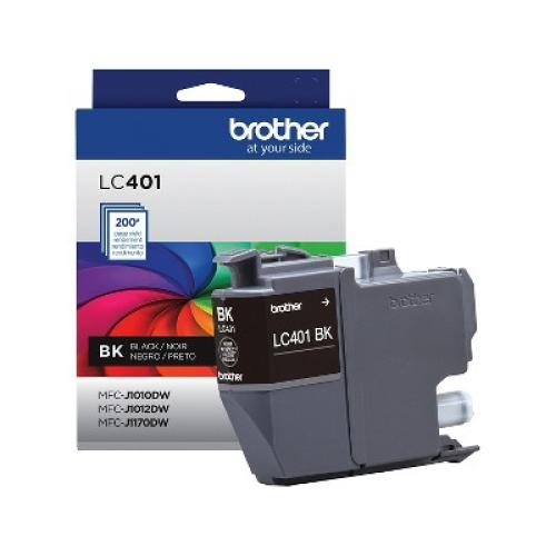 Brother LC401 Black Standard Yield Ink Cartridge Prints Up to 200 Pages (LC401BKS)