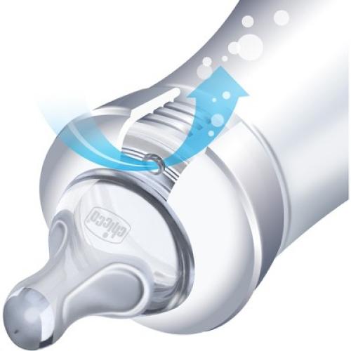 Chicco 2pk Duo Hybrid Baby Bottle with Invinci-Glass Inside/Plastic Outside with Slow Flow Anti-Colic Nipple - Clear/Gray - 9oz