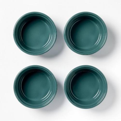 4pc Stoneware Ramekin Set Dark Green - Figmint™