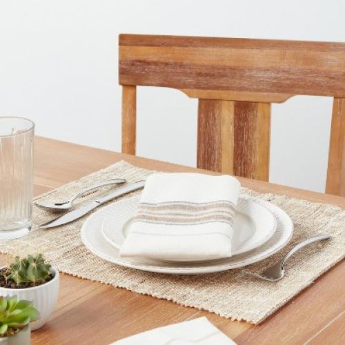Hemp Natural Ramie Placemat - Threshold™: Rectangle Basket Weave, Spot Clean, Dining Table Accessory, 19x14 (total 5 placemats)