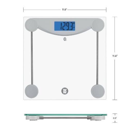 Bluetooth Body Weight Scale Clear - Weight Watchers: Digital Glass Bathroom Scale, LCD Display, 400 lb Capacity