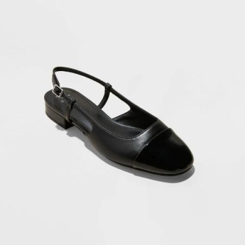 Women's Maxine Cap-toe Slingback Flats - A New Day ? Black 8