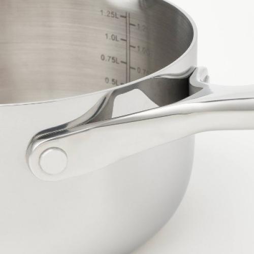 1.5qt Stainless Steel Sauce Pan with Straining Lid Silver - Figmint™