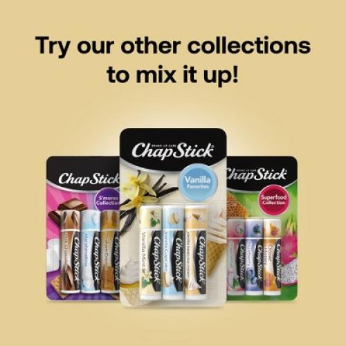 Chapstick Vanilla Favorites Lip Balm - Vanilla Mint, Vanilla Cupcake and Vanilla Bean Ice Cream Flavored - 4 pack