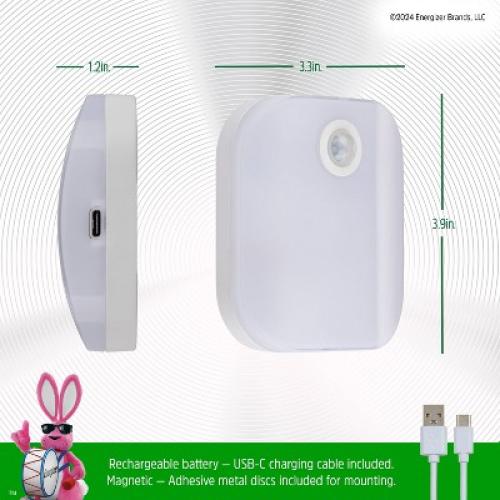 Energizer Rechargeable Lithium Polymer 800 mAh Motion Sensing Puck Light: LED Tap Light for Closet, White