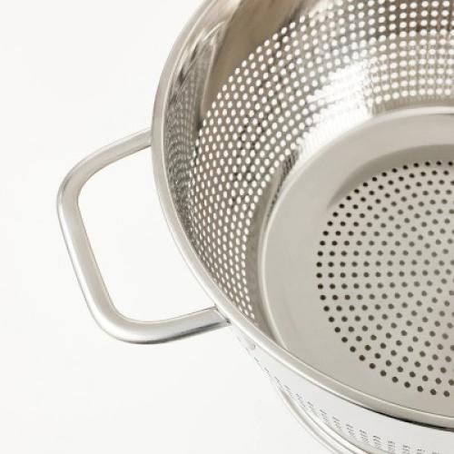 (3 piece set) 3qt Stainless Steel Colander Silver oven mitt dark gray 6 cast iron skillet