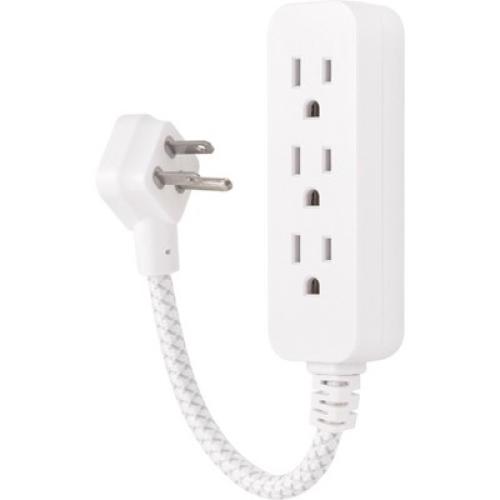 Philips 3-Outlet Surge Protector with 1 Ft. Extension Cord, Gray and White