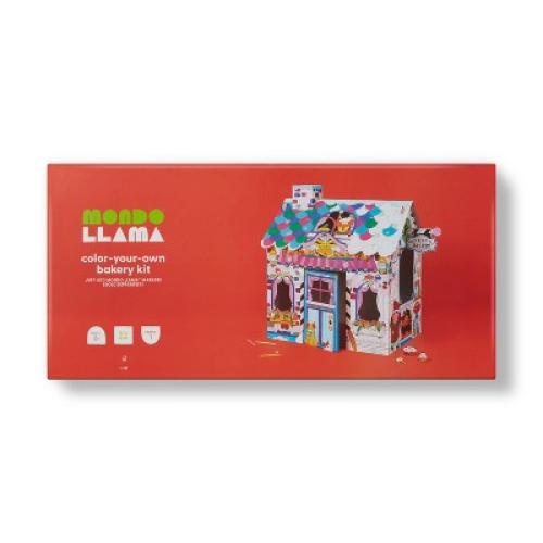 Christmas Craft Color-Your-Own Bakery Fort - Mondo Llama™: DIY Art Kit, Cardboard Panels, Ages 6 , 40.5 H x 47.3 D x 55.5 W