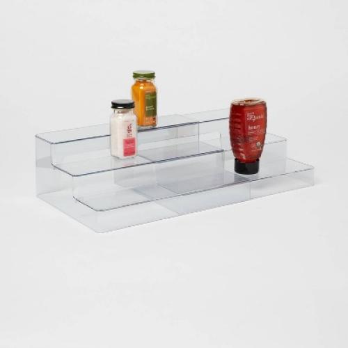 (SIDE CRACKED) Plastic 3-Tier Expandable Shelf Clear - Brightroom™: Kitchen & Pantry Organizer, Polyethylene, Spot Clean, 13.5 Width
