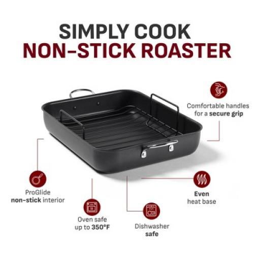 T-Fal Simply Cook 13x16 Nonstick Roaster Black