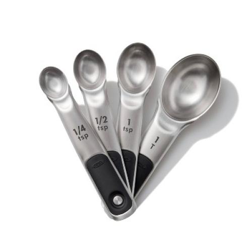 OXO 4pc Stainless Steel Magnetic Measuring Spoons Black