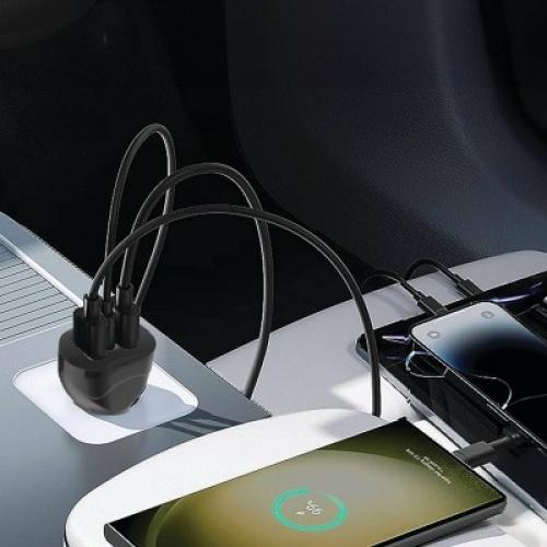 Energizer Car Accessory 3 Port Power Delivery Car Charger: USB-C & USB, Auto Electronics, Black, 1 Year Warranty