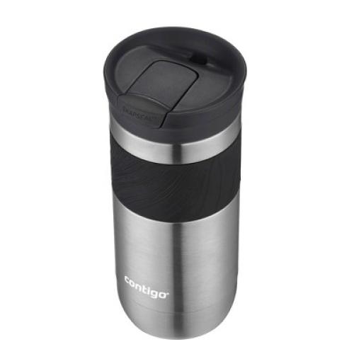 Contigo Byron 2.0 16oz Stainless Steel Travel Mug with SNAPSEAL Lid and Grip Gunmetal: Insulated Coffee Cup for Travel