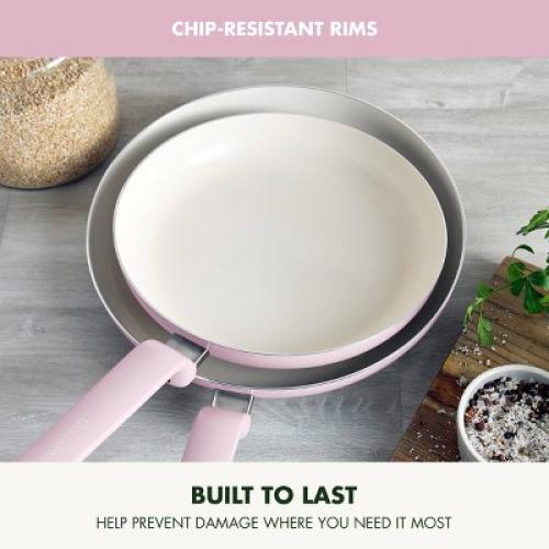GreenPan Rio Advanced 2pc (10 and 12) Ceramic Nonstick Fry Pan Set Pink