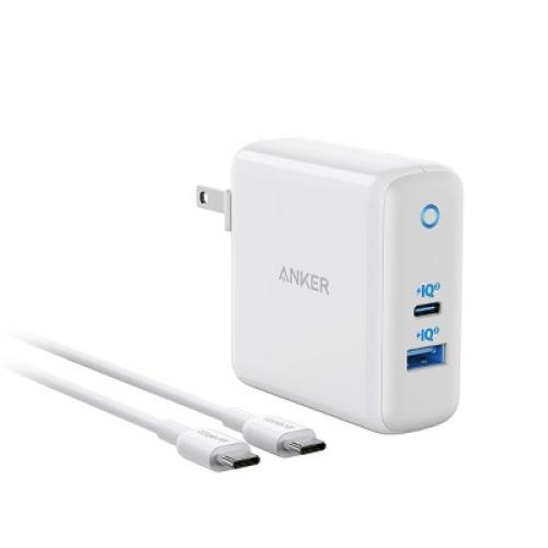 Anker PowerPort  Atom III 45W USB-C / 15W USB-A Dual Port Wall Charger - White and Gray