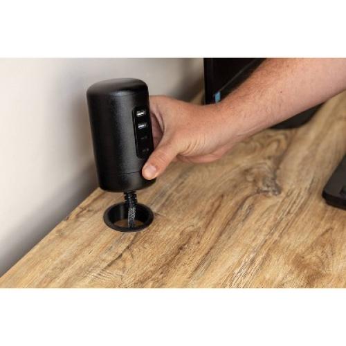 GE 2 USB-A 2 USB-C 2 Outlet Desktop Charging Station 5' Cord Black