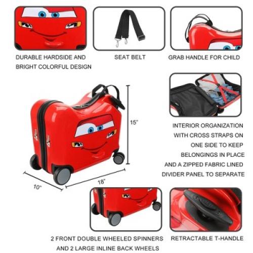 Disney Cars Carry On Spinner Hardside Ride On Suitcase - Red