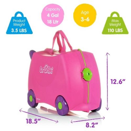 Trunki Kids' Ride-On Hardside Carry On Suitcase - Trixie