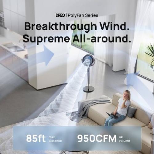 Dreo Pedestal Oscillating Fan Black and Carmel