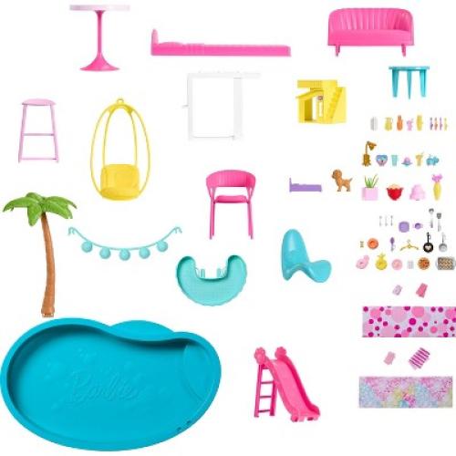 Barbie Dreamhouse Pool Party Doll House with 75+ pc, 3 Story Slide
