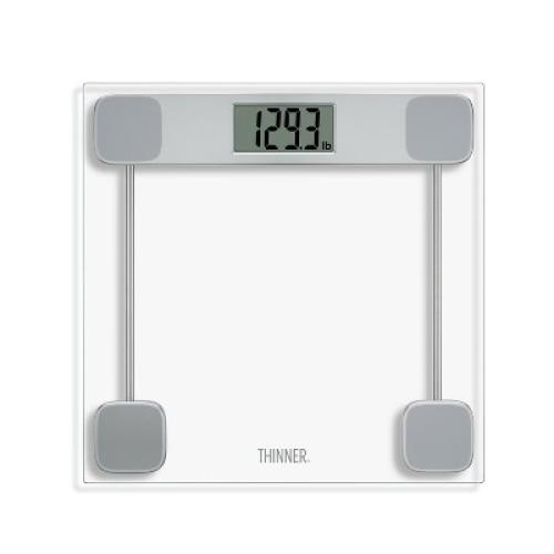 Clear Glass Weight Scale Silver - Thinner: Digital Bathroom Scale with LCD Display, 400 lb Capacity
