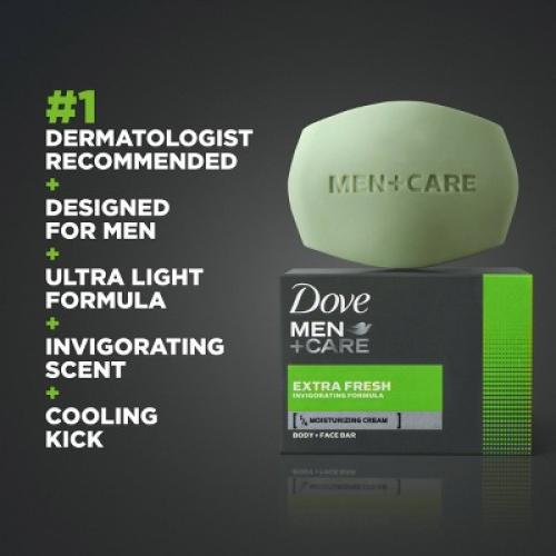 Dove Men Care Extra Fresh Body and Face Bar Soap - 4pk - 3.75oz each