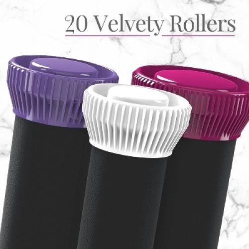 Remington Ionic Conditioning Hair Setter, 20 Velvet Hair Rollers, 6 Large (1¼”), 10 Medium (1), 4 Small (¾”), Blowout Style Hair Curlers