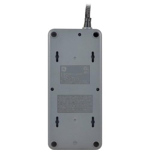 Size 8 ft GE 12-Outlet Surge Protector 3540J 8' Braided Cord Black/Gray: Extension Cord, Outlet Extender, Multiple Plug-in Outlets