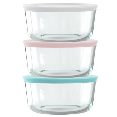 Pyrex® Simply Store® 6-pc 4-cup Round Glass Storage Set with Assorted Color Lids: Small Glass Containers, Dishwasher-Safe MISSING PIECES/ACCESSORIES
