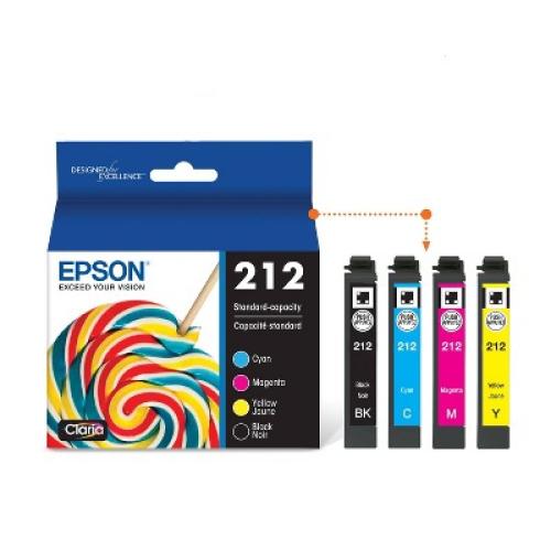 Epson 212 Black C/M/Y 4pk Ink Cartridges - Black Cyan Magenta Yellow (T212120-BCS)