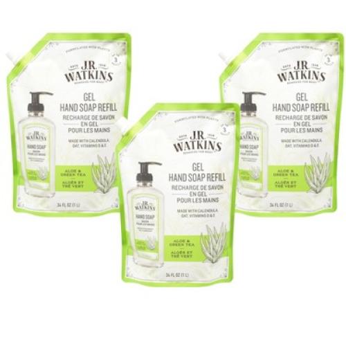 J.R. Watkins Aloe Green Tea Gel Hand Soap Refill - Case of 3/34 fz