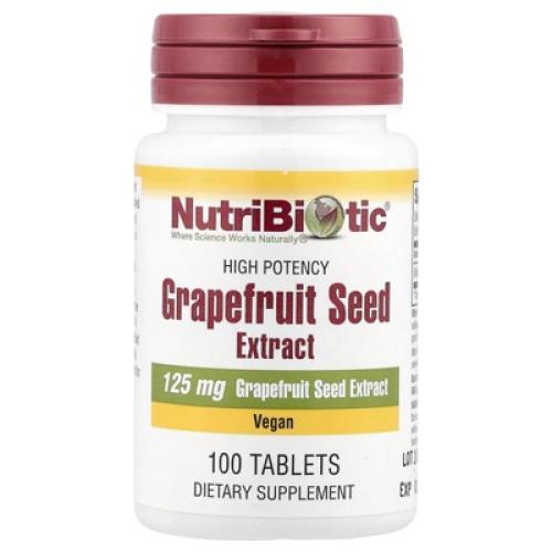 NutriBiotic Grapefruit Seed Extract, High Potency, 125 mg, 100 Tablets