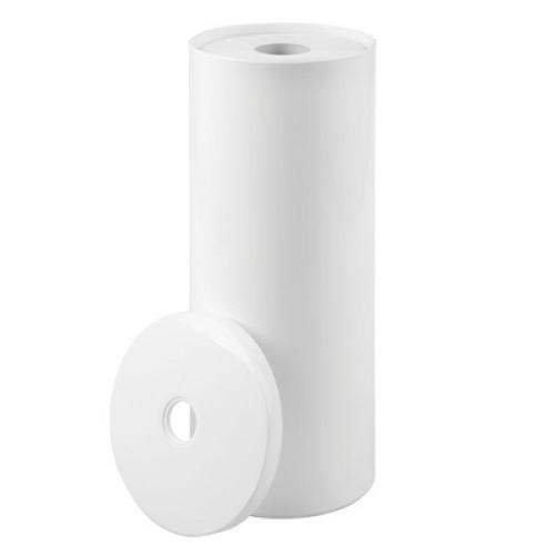 iDesign Freestanding Toilet Paper Canister with Lid, White, Made in USA
