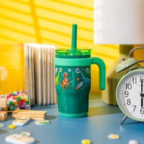 Reduce 14oz Coldee Vacuum Insulated Stainless Steel Straw Tumbler Bright Green: Kids Leakproof & Spillproof Cup