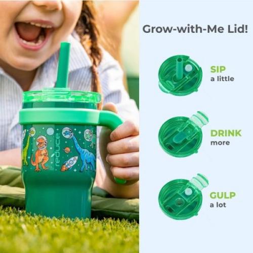 Reduce 14oz Coldee Vacuum Insulated Stainless Steel Straw Tumbler Bright Green: Kids Leakproof & Spillproof Cup