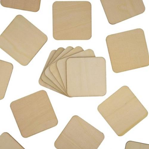Bright Creations 60 Pack Unfinished Wood Squares for DIY Crafts, Classroom Projects, 3 In