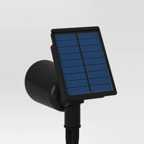 2pk Short Solar LED Outdoor Spotlights Matte Black - Threshold™: Weather-Resistant, Automatic, with Ground Stakes