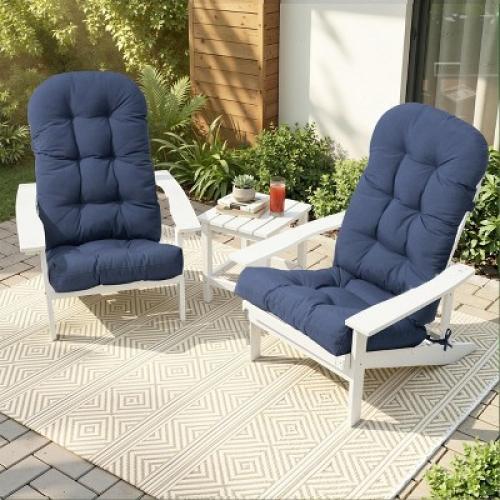 Pellebant Outdoor Adirondack Chair Cushion 4 Thick Back Seat Pad Water-Resistant UV-Resistant Ties Straps