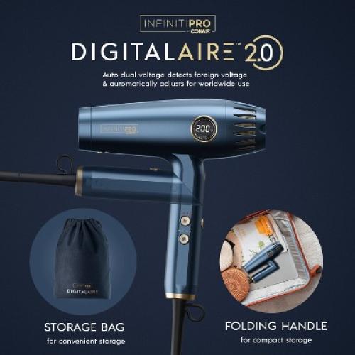 InfinitiPRO by Conair DigitilAIRE Folding Handle Hair Dryer - Blue - 1875 Watts