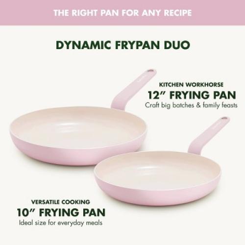 GreenPan Rio Advanced 2pc (10 and 12) Ceramic Nonstick Fry Pan Set Pink